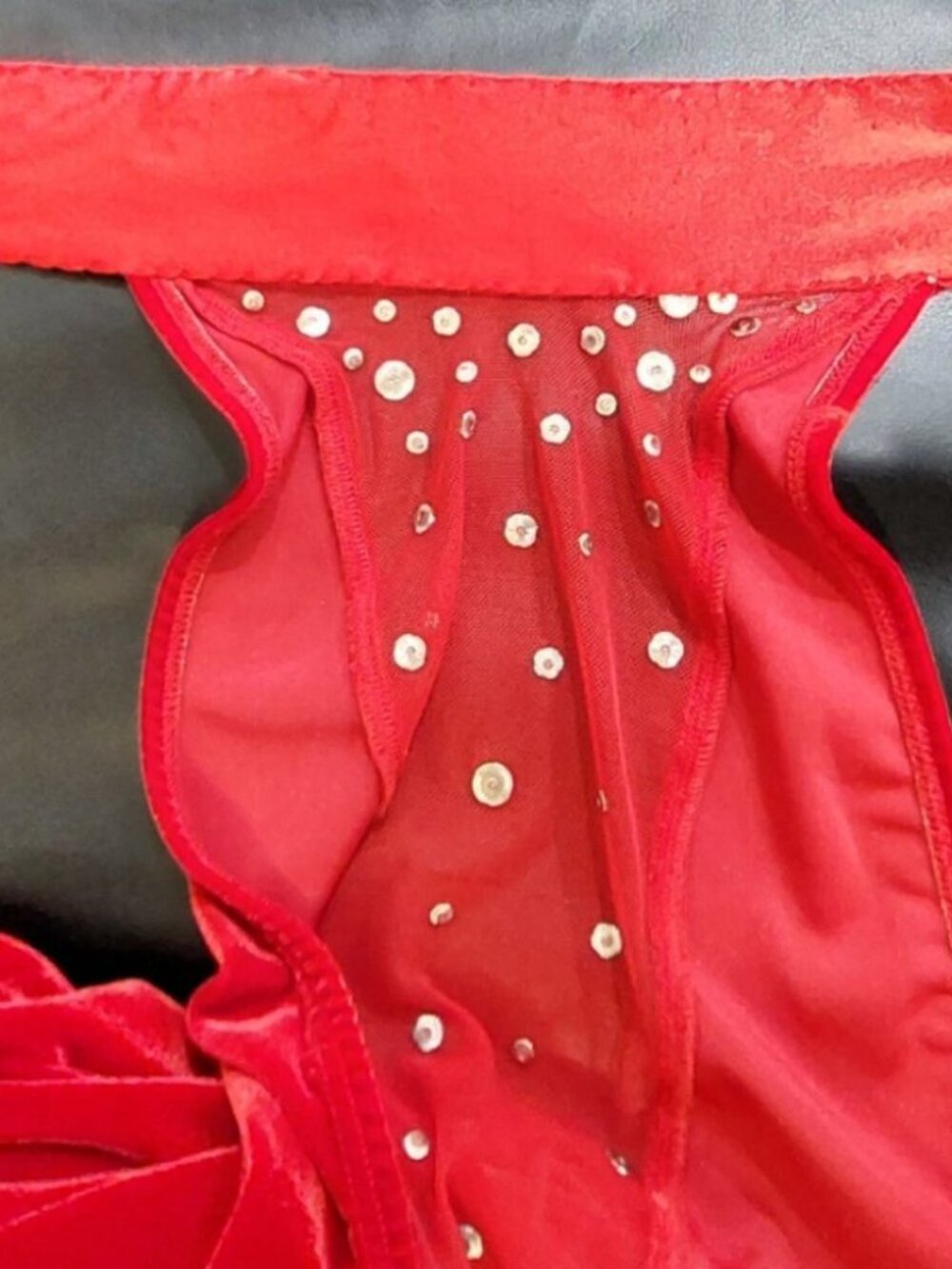π₯SHOWSTOPPER!π₯VTG Velvet/ Rhinestones/ Mesh Bodycon Maxi Dress in Red - Picture 12 of 16